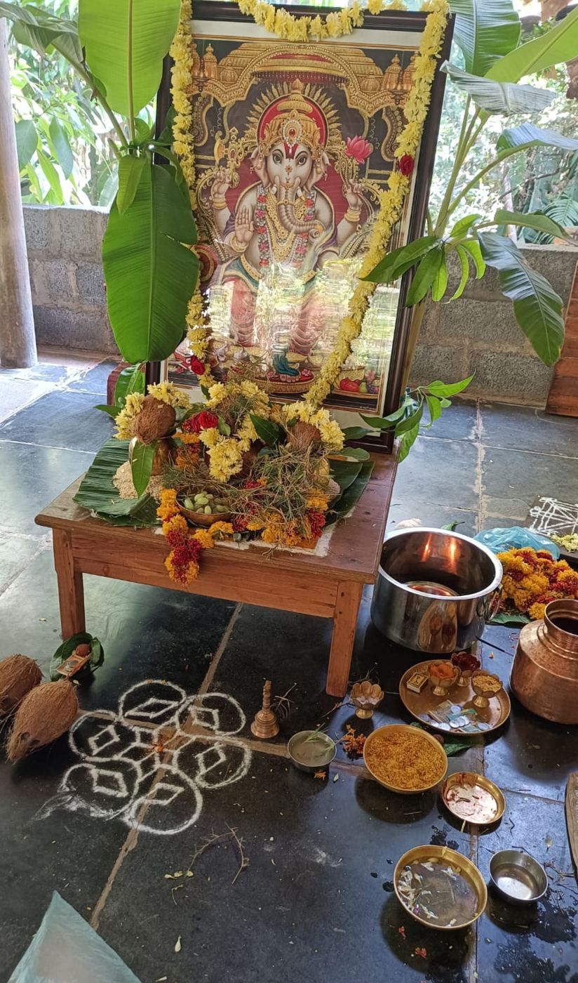 Satya Ganapati vrata at our guru’s home in Yellapura